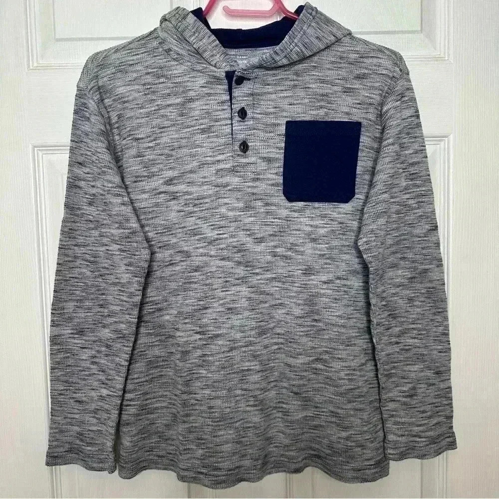 Old Navy Thermal Hoodie Pullover Blue & Grey Size XL (14-16)